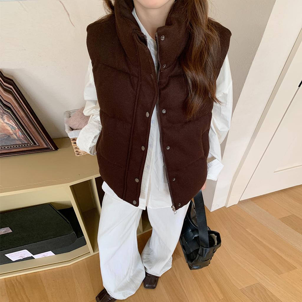 New coat women's vest feeling women's down cotton vest short sleeveless outer vest stand-up collar design casual