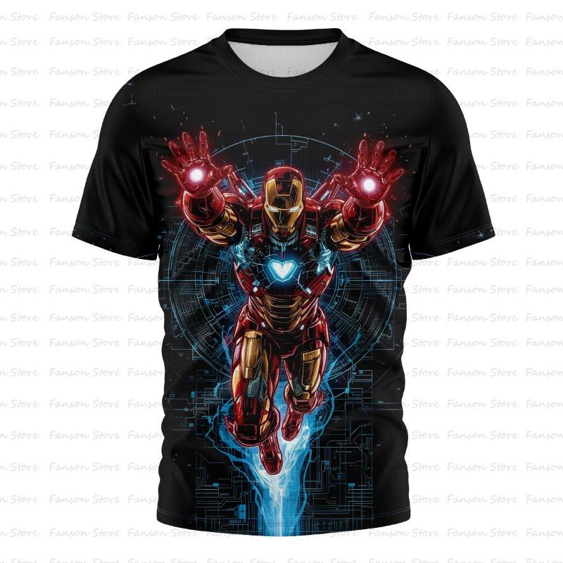 Men's 3D Printed Marvel Avengers League Iron Man PatternT-shirt -Summer Street Style Round-neck Short-sleeved Adult Sports Shirt