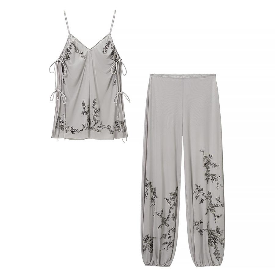 European and American style, new women s clothing, foreign style, fashionable, versatile, fashionable, bead embroidery set S