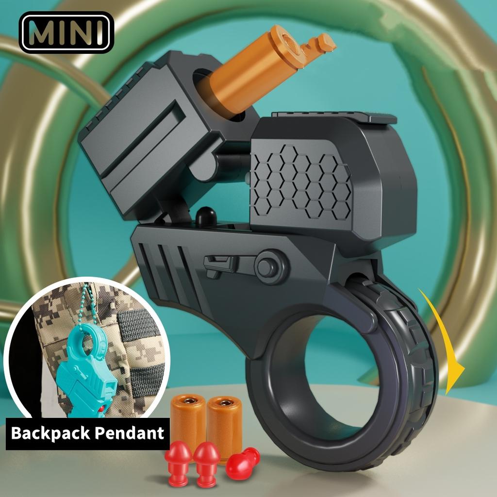 Mini Finger Ring Pistol Gun Shell Ejected Can Launch Soft Bullet Decompression Fidget Spinner Rotate Anxiety Stress Relief Toy