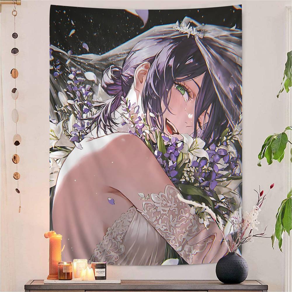 Anime Chainsaw Man Reze Arc Cartoon Tapestry Wall Hanging Decoration Household Home Decor