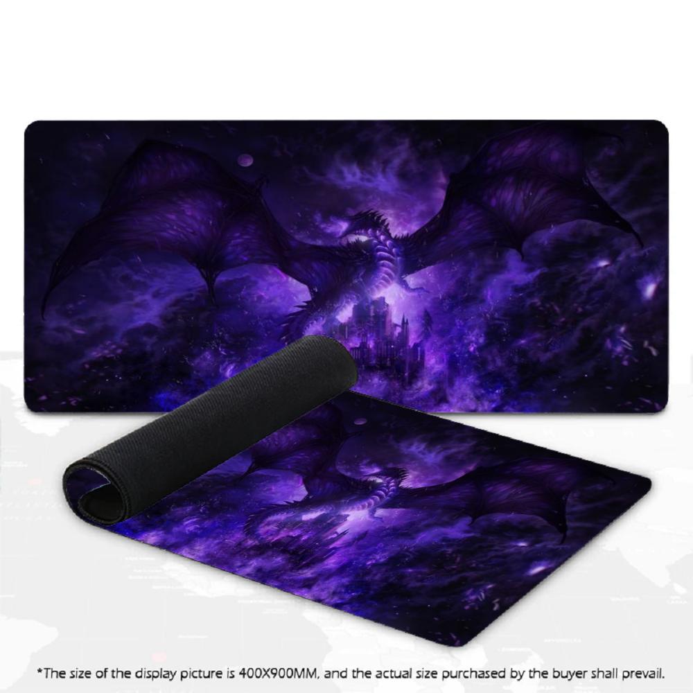 Mystic Galaxy Dragon Art Large Mouse Pad XXL Dark Fantasy Desk Mat Overlocked Non-Slip Rubber Gaming Keyboard Pad Deskpad
