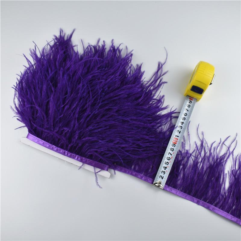 1Meters Ostrich Feathers On Tape Fringe Trim Ribbon 10-15Cm 4-6" Long White Feather Trims Decor For Clothes Flecos Decoration