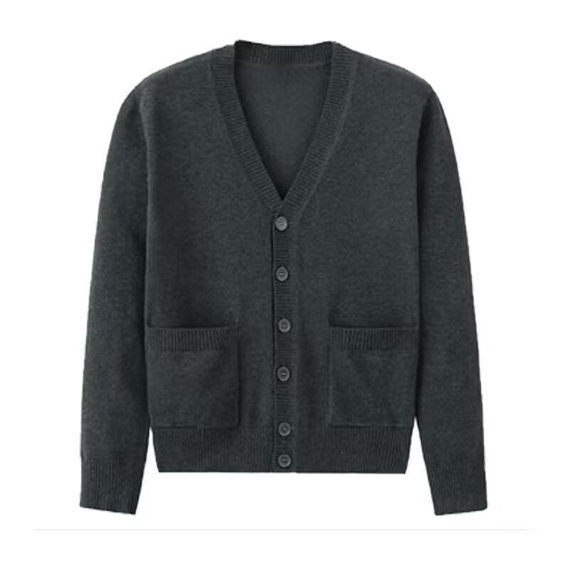 Grå College Tröja Ytterkläder Kofta JK Uniform Höst Vinter Japansk Enfärgad V-ringad Knappar Ficka Lös Tunn Långärmad Stickad