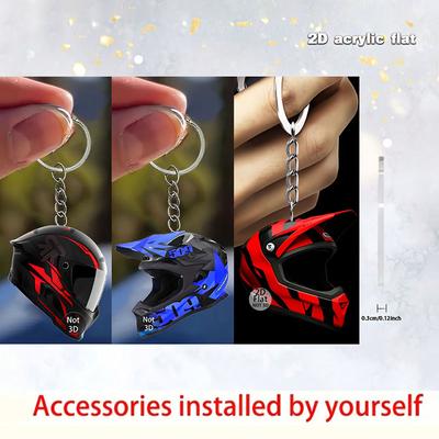 4/3/1 Racing Helmet  2D Flat Acrylic Keychain - Car Keychain,retro Extreme Sports Enthusiast Pendant, Bag and Car Key Decoration