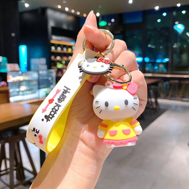 Creative Cartoon Teacup Kt Cat Keychain Hello Kitty Cute Pendant Schoolbag Pendant Girl Student Pendant