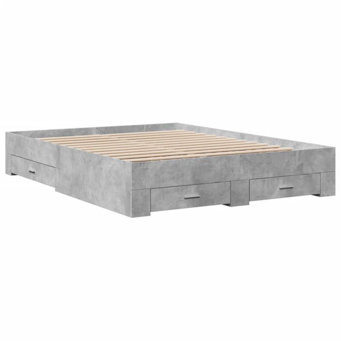 VidaXL Bed Frames and Drawers Concrete Grey 140x200 Cm Engineered Wood, Bed, Storage Bed, Double Bed Frame, Bed 3280387