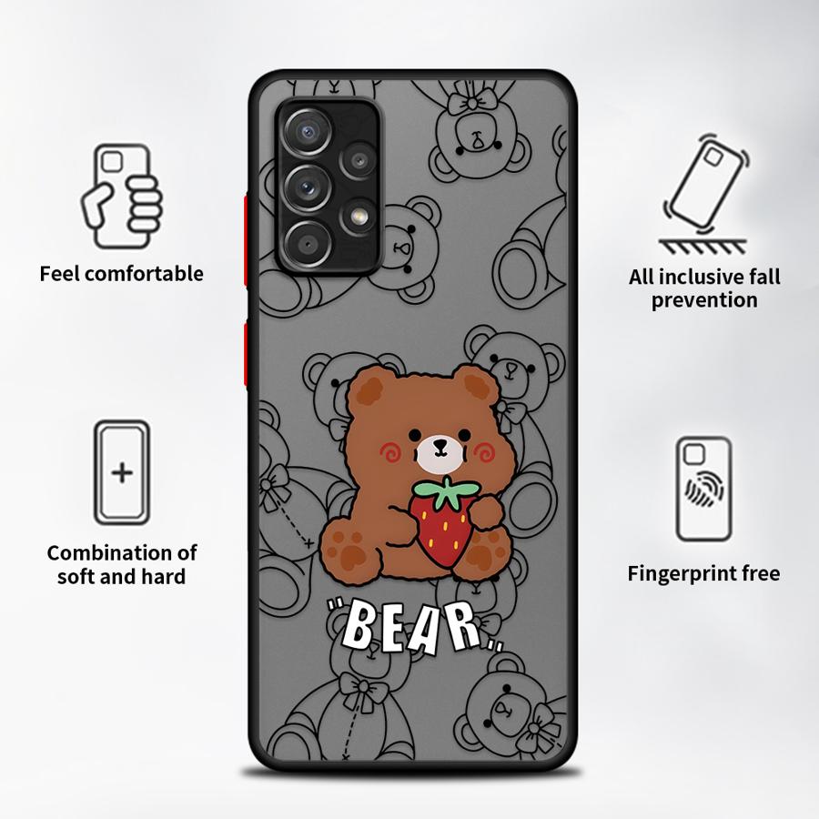Cartoon Bear Rabbit Case for Samsung Galaxy A35 A54 A56 A55 A73 A33 A14 A23 A16 A15 A34 A36 A52S A72 A17 A52 A53 Phone Cover