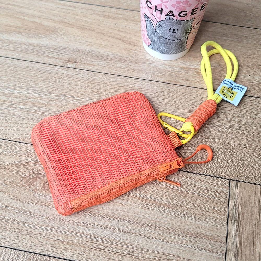 Candy Color Mini Coin Purse Large Capacity Visible Makeup Pouch Mesh Storage Bag Headphone Bag