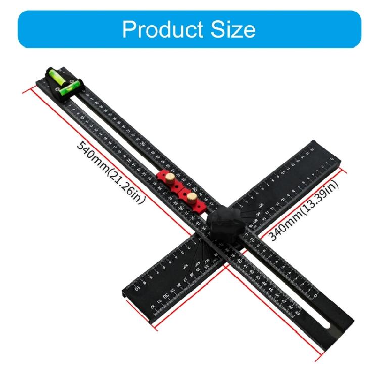 Profesjonalna linijka kątownik 54 cm do stolarstwa z dokładnymi kątami i poziomicą, odpowiednia do precyzyjnego znakowania i wiercenia