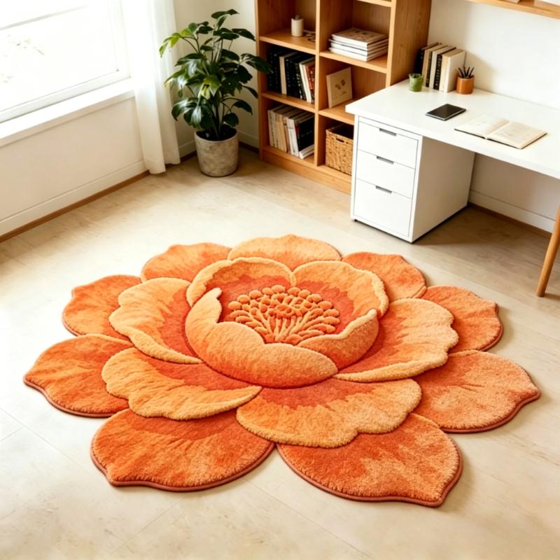 Luxe Tapijten voor Woonkamer Mooi Kleurrijk Bloemen Slaapkamer Decoratie Tapijt Onregelmatige Vorm Lounge Kleed Huis Verdikken Vloermat 80x80CM