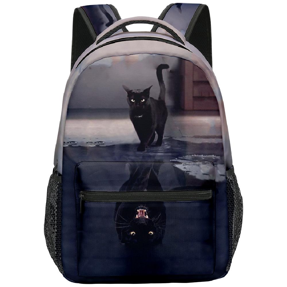 Cartoon Novelty Kpop Youthful School Bags Unisex Cat Pattern Travel Bags 3D Print Oxford Waterproof Notebook Shoulder Backpacks