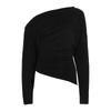Off Shoulder Solid Long Sleeve Irregular Thermal T Shirt For Women