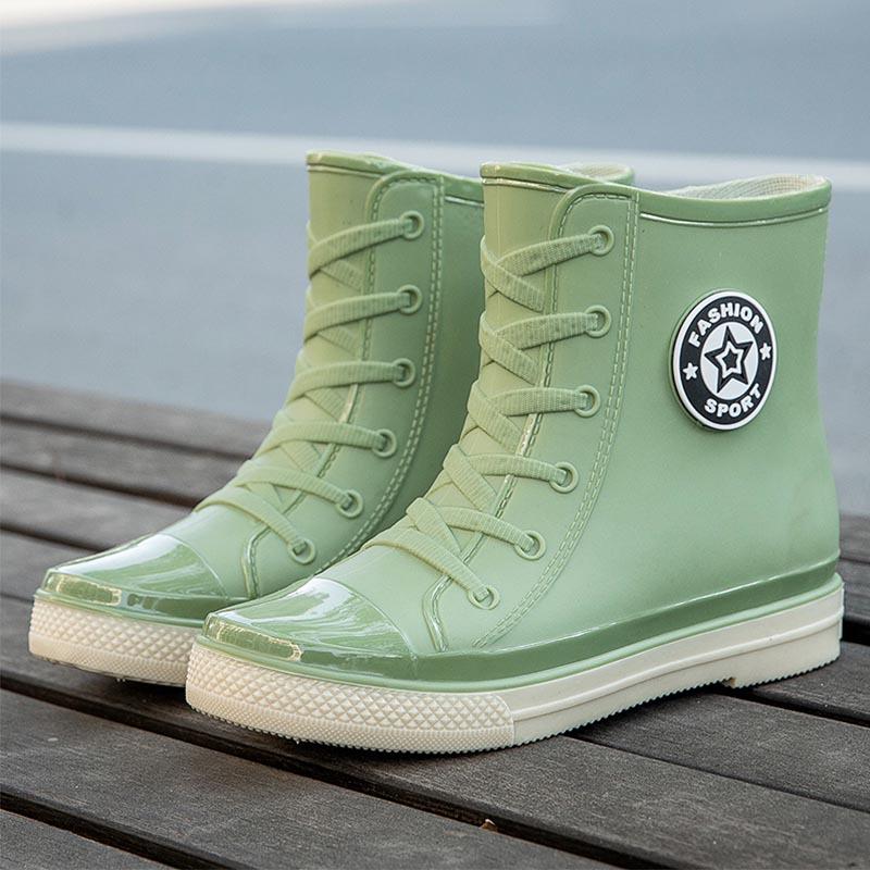 Trendige Damen-Regenstiefel im koreanischen Stil - Kurz, warm, Gummi, modische Schuhe für Studentinnen