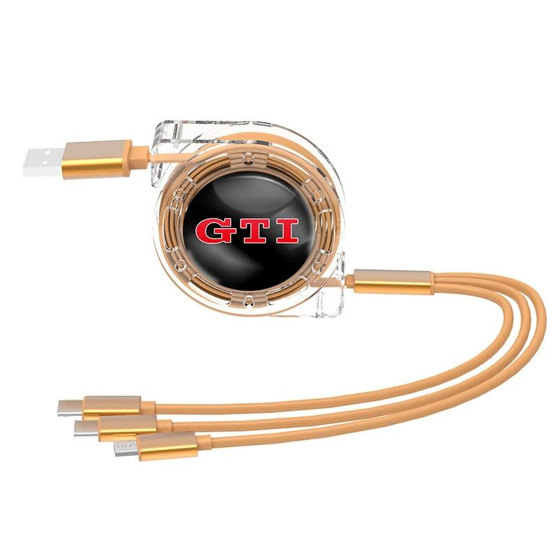 

2025 Hot 3 In 1 Micro USB Type C Charging Cable Multi Charger For Volkswagen GTI Golf Tiguan Jetta Transporter Passat Polo T-Cro