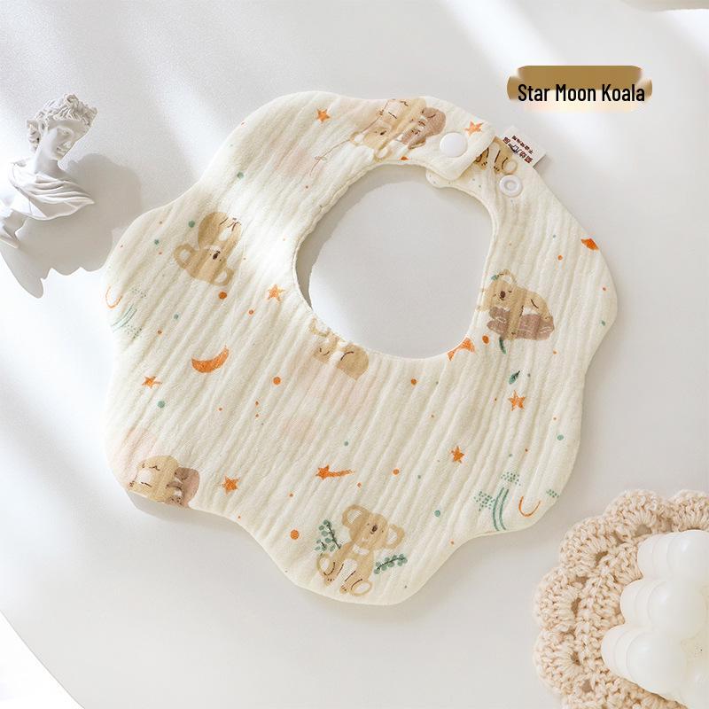Cross-Border Six-Layer Cotton Crepe Baby Drool Bib - Pure Cotton Crinkled Gauze Marshmallow Bib