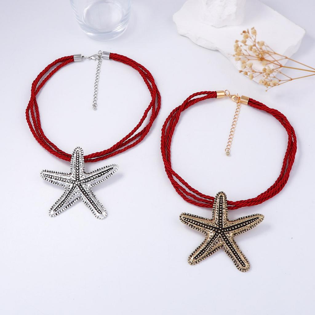 ZA Personality Retro Trend Casual Ocean Resort Wind Alloy Starfish Pendant Necklace Versatile Commuter Women's