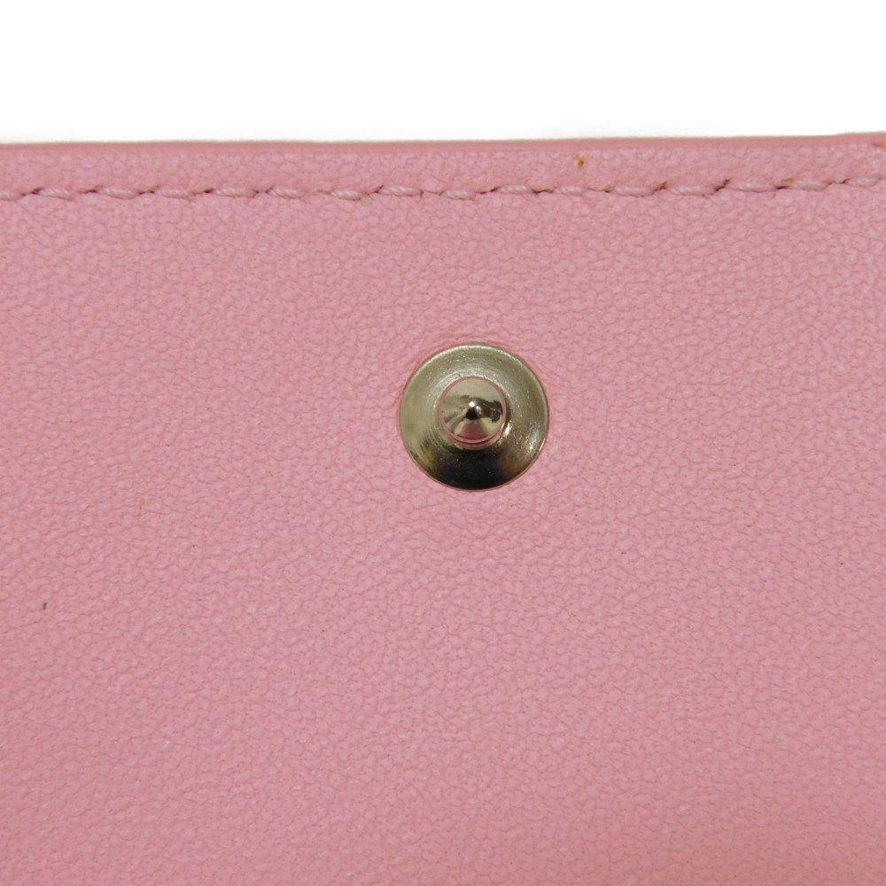 Used Lady Dior Card Holder 10656 S0011PANB 7946 with logo charm, pink two-tone, excellent condition, Cannage Black from