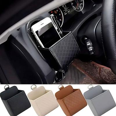 Boîte de rangement multifonctionnelle pour voiture - Poche suspendue en cuir pour aérateur, lunettes, s'adapte au téléphone, cigarettes et cartes - Accessoires de voiture H6A9
