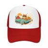 Rebel Ginger Cat Road Trip Mesh Baseball Cap Casual Hat Outdoor  For Womens Unisex FeUnisex