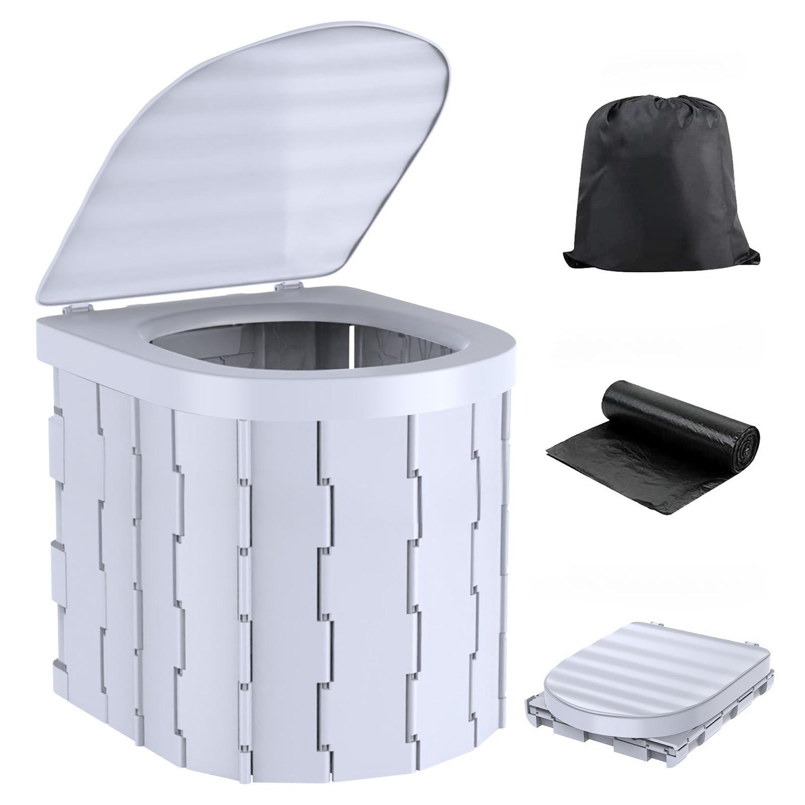 

Туалет-ведро дорожный Портативный складной туалет с крышкой Аварийный туалет Складные туалеты для автомобиля Туалет для кемпинга серый