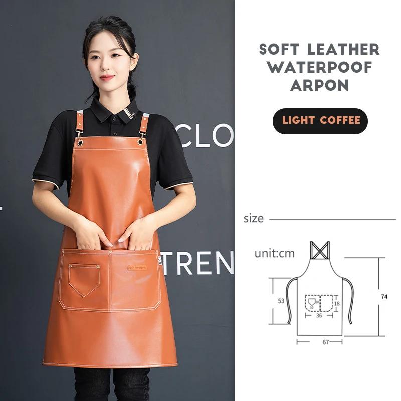 Customizable Beautyer`s Apron Perfessional Barber Waterproof Leather Work Apron For Hairdresser Man/Women With Pocket Tablier