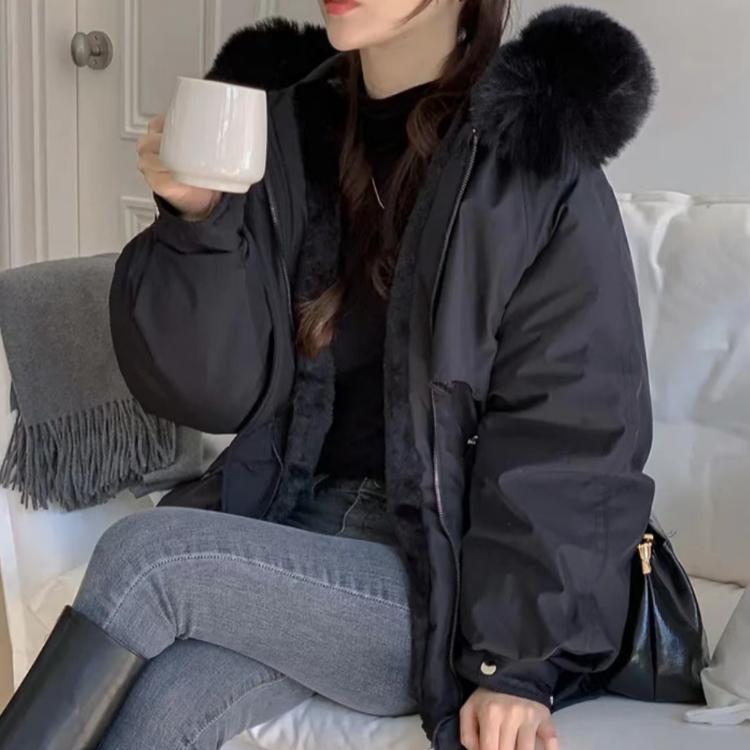 Winter Korean Fashion Warm Elastic Waist Overcoat Women Hoodie Casual Loose Thick Coat Female New Design Aesthetic Long Sleeve Vintage