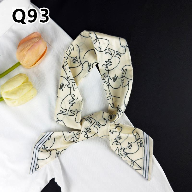 New Long Versatile Silk Scarf Tied Hair Band Bow Letter Floral Streamer Tied Bag Gift Small Silk Scarf