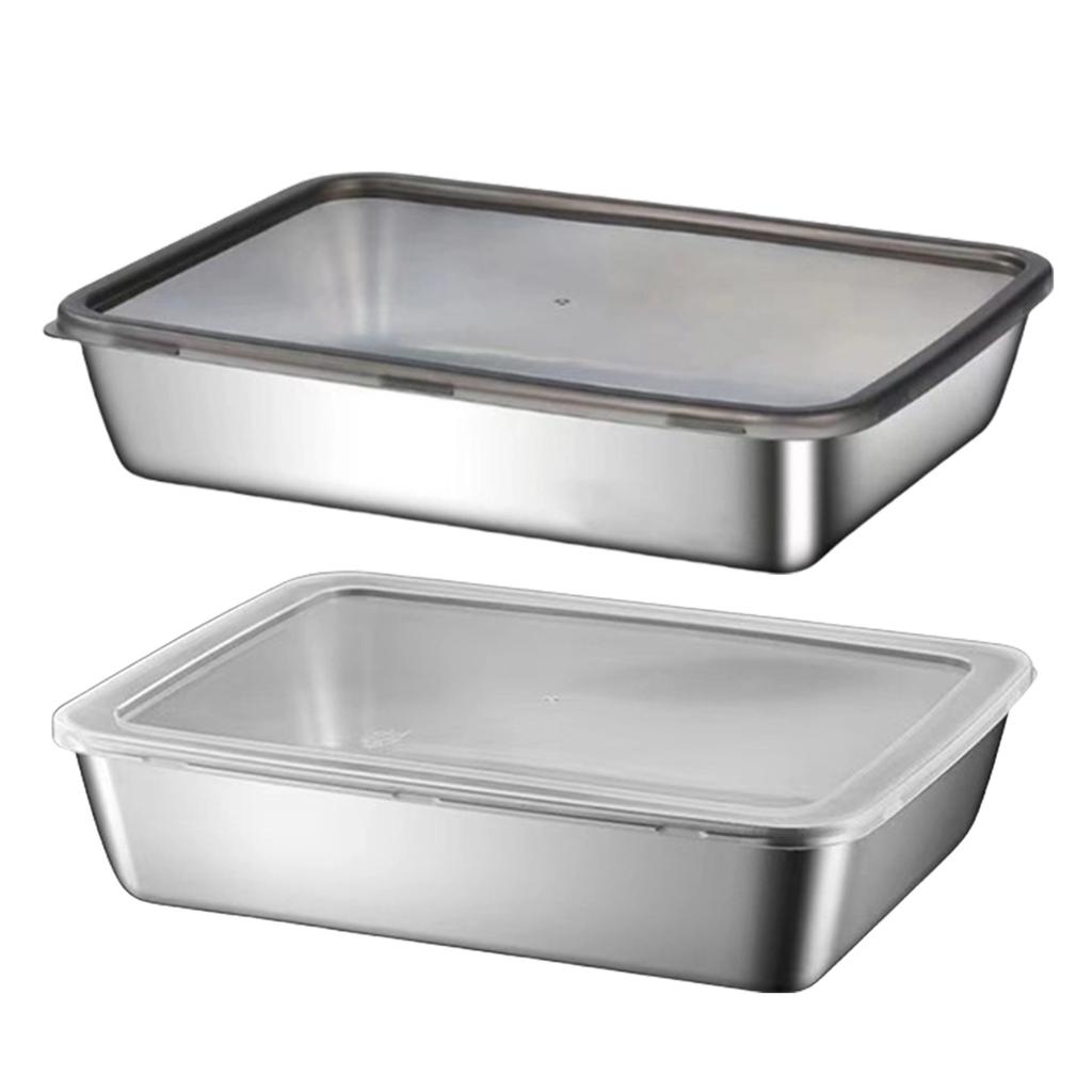 Grilling Prep and Serve Trays BBQ Platter for Raw and Cooked Food Stainless Steel Serving Trays for Food with Lid Set