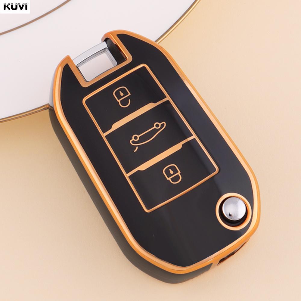Hot TPU Car Flip Key Case Cover Shell For Peugeot 208 308 408 508 2008 3008 4008 5008 For Citroen C3 C4 CACTUS C6 C8 Accessories
