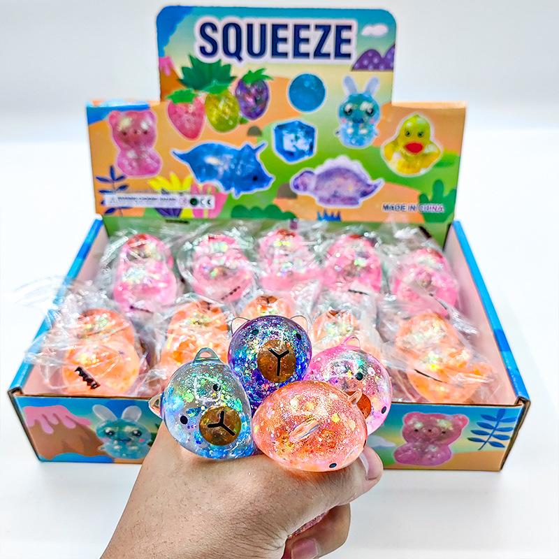 Cartoon Capybara Decompression Toy Soft Glitter Gummy Fidget Toys Pinching And Anti Stress Squeeze Toy Gifts