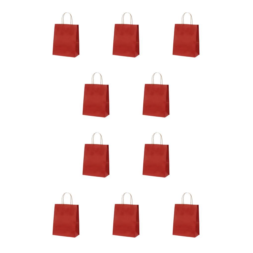 

10 шт. крафт-бумажный пакет с поворотной ручкой, несущий инструмент для хранения одежды, противодеформационные пакеты для выпечки, бисквита, конфет, печенья, хлеба wine red