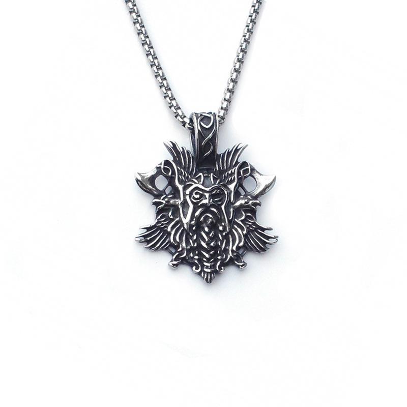 2024 Retro Skull Titanium Steel Pendant Necklace for Men - European American Style Half Face Stainless Steel Jewelry