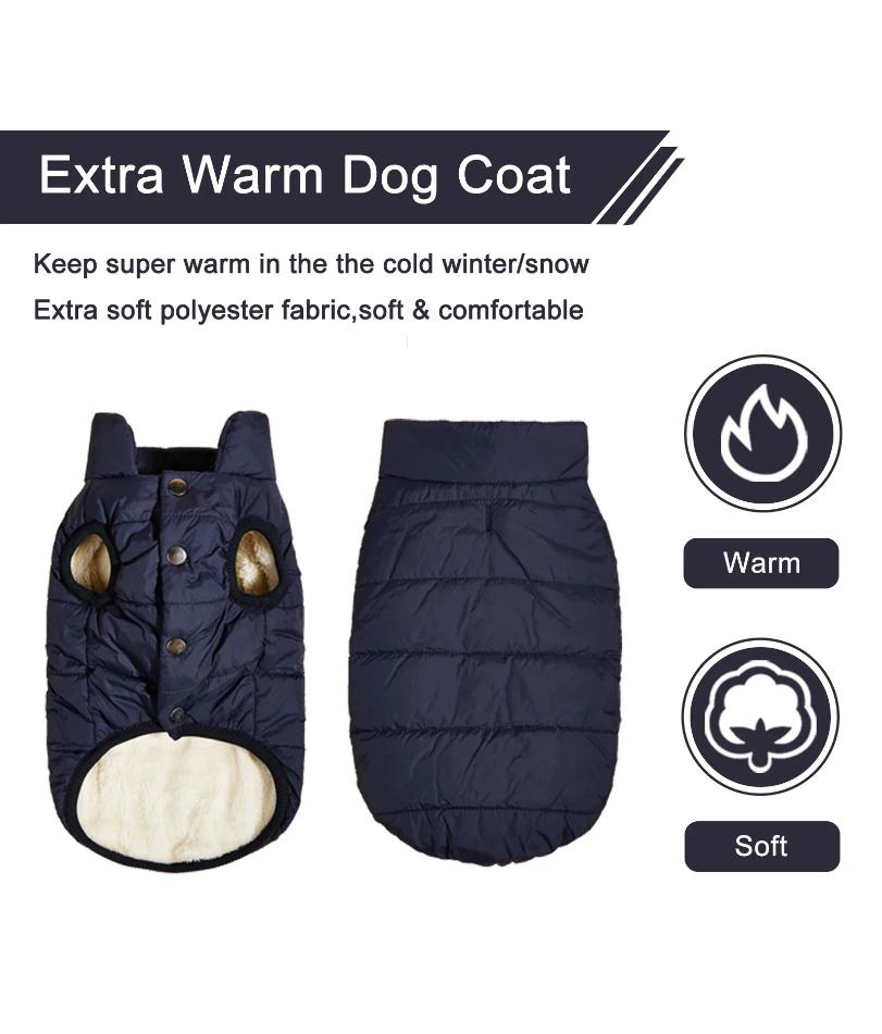 Winter Dog Clothes Outdoor Cold Proof Warm Dog Jacket with Fleece Cotton Lining Chihuahua French Bulldog Puppy Clothing Coat