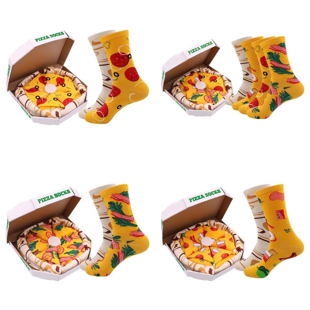 Midcalf Colorful Pizza Socks Box Cartoon Bacon Vegetable Food Christmas Gift