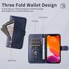 For iPhone 17 Pro Max PU Leather Cases with Zipper Pocket Wallet Phone Cover Stand