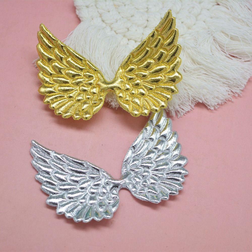 20PCS Gold And Silver Color Angel Wing Appliques Iron-On Patches DIY Crafts Patches For DIY Crafts