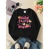 Fashionable Crewneck Sweatshirt for Girls Featuring Strawberry Hearts, Perfect for Autumn And Winter with a Western