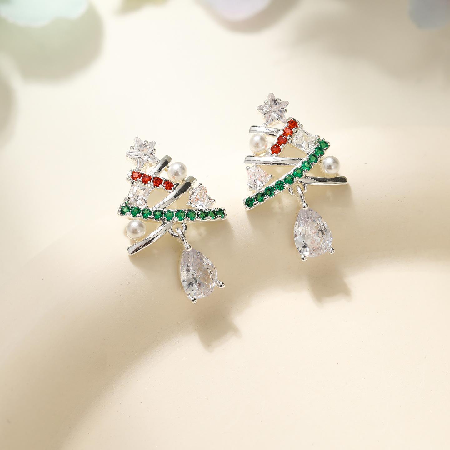 

S925 Silver Christmas Tree Stud Earrings - Elegant Women s Light Luxury Fashion Jewelry for New Year s Eve
