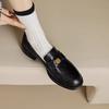 Französische Retro-Kamelie Frühling Neu Pedal Runde Spitze Einzelne Schuhe Weiches Leder Britische Lederschuhe