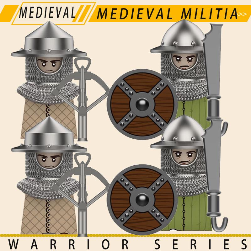 Medieval Military Knights Series Building Blocks Castle Army Soldier Figures Shield Sword Accessories Warrior Bricks Gifts Toys