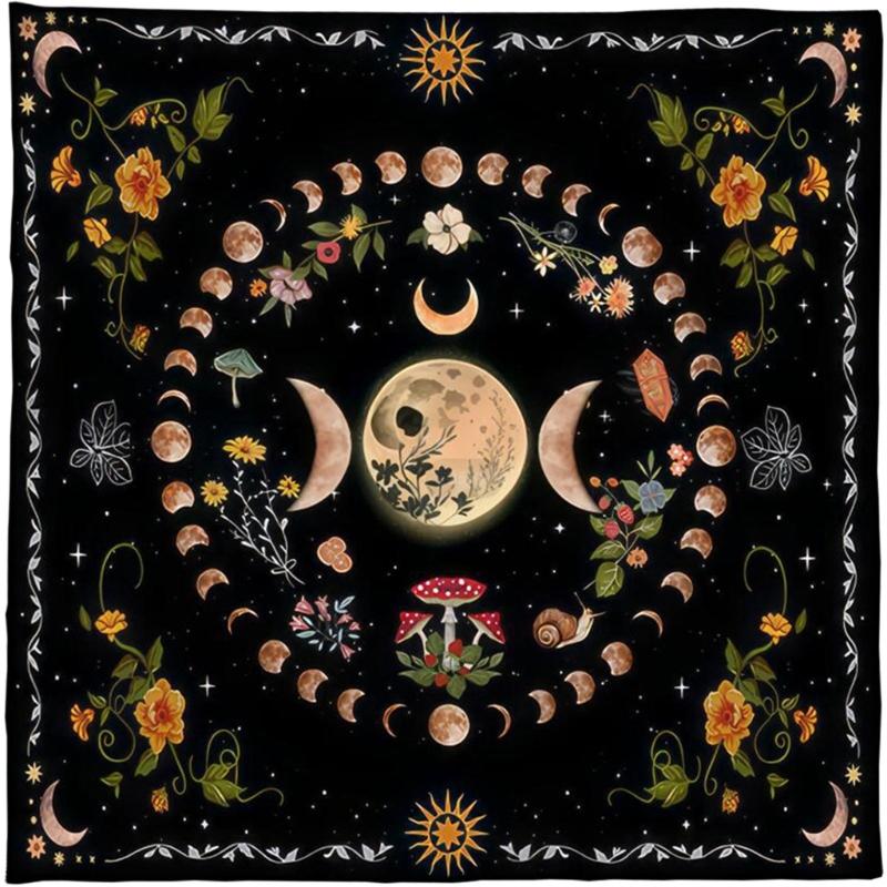 Divinations Tablecloth Moonphases Flower Astrologys Tarot Cards Tablecloth Altars Cloth Divinations Game Accessories