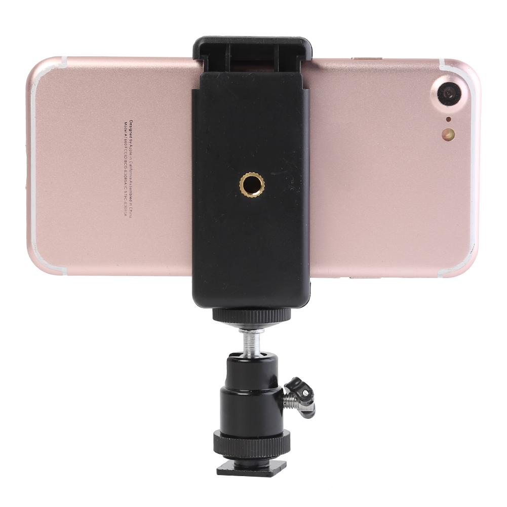 Universal Moblie Phone Clip Bracket Holder Mount 1/4 Screw Hot Shoe Pan Tilt Ball Head DSLR Camera Bracket for iPhone Samsung