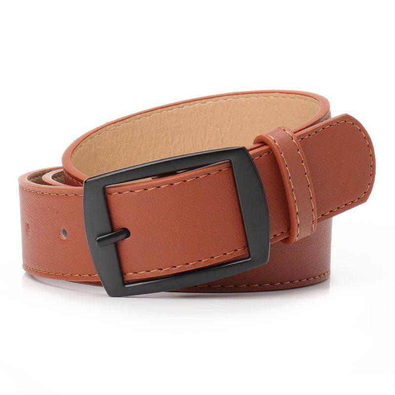 

European and American Casual Square Buckle Imitation Leather Belt for Men and Women Versatile Jeans Belt Fashionable and High-end Women s Belt