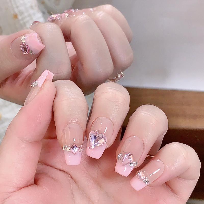 Wearing Nail Adorable Pink Heart Art Sticker Explosive Cute Trend Fashionable