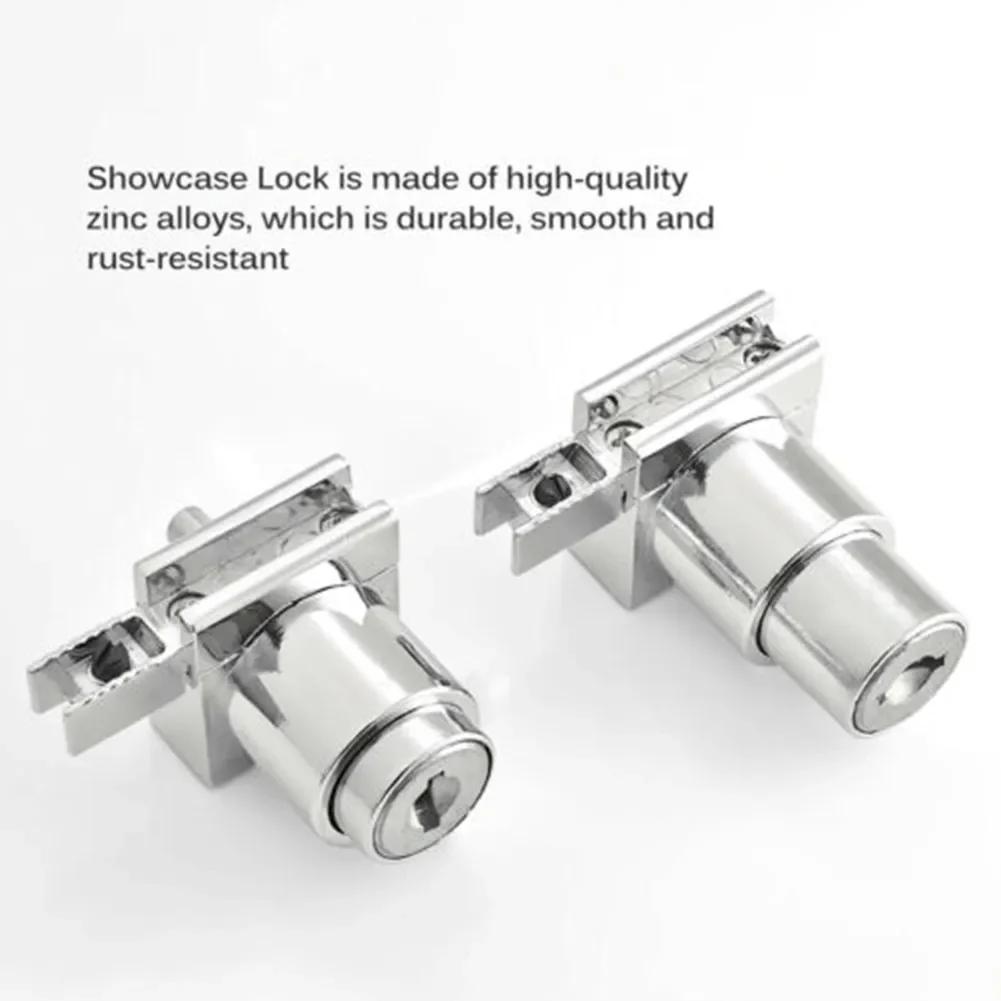 1pc Sliding Lock Zinc Alloy H Slide Chute Lock with Key for Jewellery Wine Showcase Cabinet Door Glass Push Furniture Hardware