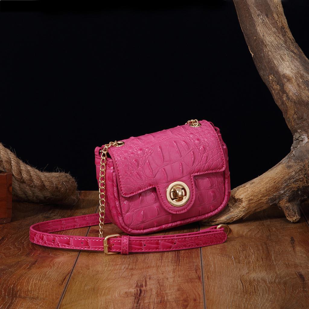 Independent Stand Crossbody Single Shoulder Retro Women's Bag with Multi-color Crocodile Pattern Brahmin