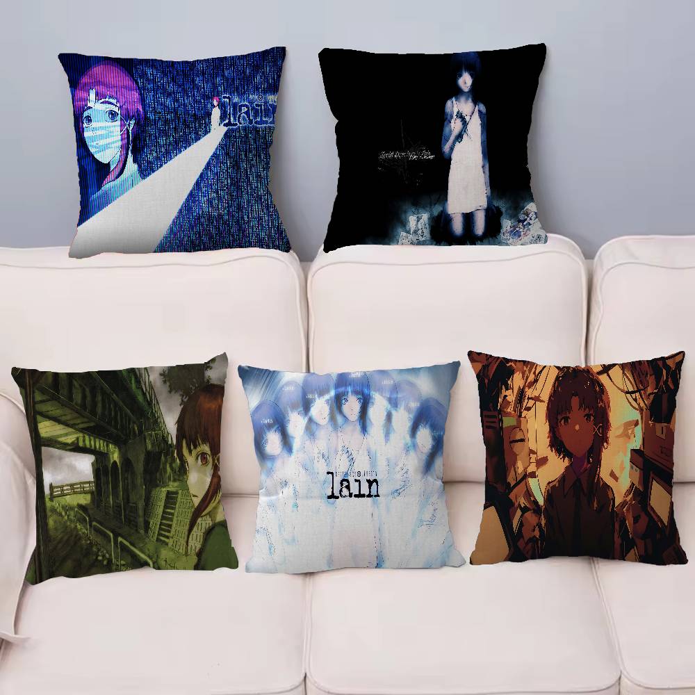 Serial Experiments Lain Anime Decorative Room Aesthetics Pillow Case Home Decor Bedroom Sofa Bed Couch Pillow Cover 45x45