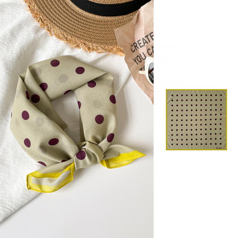 Simple And Retro Polka Dot Silk Scarf 55 Cotton Small Square Scarf Headscarf Breathable Versatile Scarf Scarf Headscarf