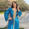 AB073 Women's Lace Abaya with Ribbon & Hot Drill Detail - Middle Eastern Fashion Robe